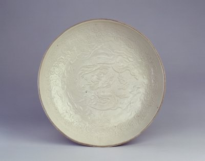 图片[1]-Dingyao printed cloud dragon plate-China Archive